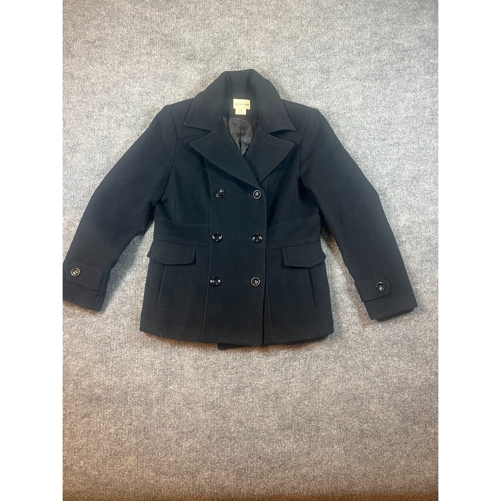 St.‎ John's Bay Women's Vintage Black Double-Breasted Peacoat Size Meduim